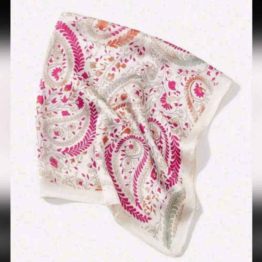 Paisley Pink Cream Satin Scarf